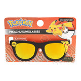 Sunstaches Arkaid Pikachu Black sunglasses: UV400, yellow lenses, Pokémon logo on orange.