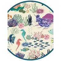 Circular illustration of sea life—perfect for Emerson and Friends’ Coral Reef Sundress.