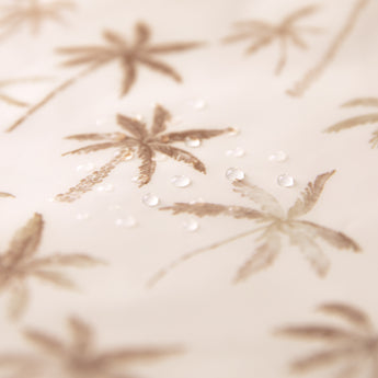 Close-up of water droplets on a Bumkins Wet Bag + Wet/Dry Bag Set: Palm Daze.