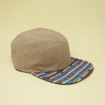 Storied Hats Lil Hat in Khaki Southwest: organic cotton cap with a colorful, geometric brim.