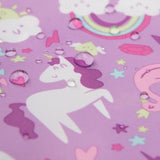 Close-up of water droplets on Bumkins Lunchbox Legends 6-Piece Set: Unicorns Purple Jelly.