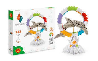 The Hotaling Imports 3D Origami: Dolphin kit features a leaping dolphin through a paper ring with ready-cut shapes. Ages 8+.