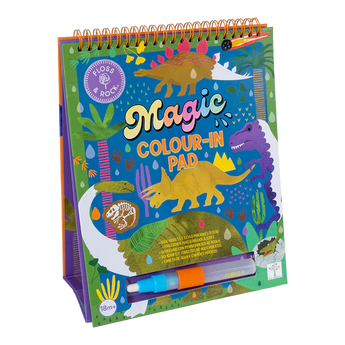 The Floss and Rock Color Changing Watercard Easel, Dinosaur includes a spiral-bound pad with a handy water pen for portable creativity.