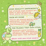 Turtle Soups Take A Hike vinyl stickers feature turtle chef and weather icons, perfect for any surface. Durable and premium quality.