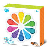 Fat Brain Toy Cos Dimpl Digits toy has textured surfaces and numbered silicone bubbles to enhance fine motor skills for ages 2+.