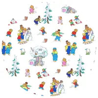 Round swatch of Adult Bamboo Lounge Pants, Berenstain Bears bear pattern.