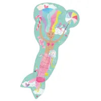 Colorful mermaid with an umbrella on sea-blue background in the Floss and Rock 12 Piece Puzzle, Fantasy.