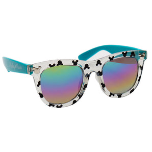 Arkaid Sunglasses by Sunstaches feature Mickey Mouse design, teal arms, rainbow lenses & 100% UV400 protection.