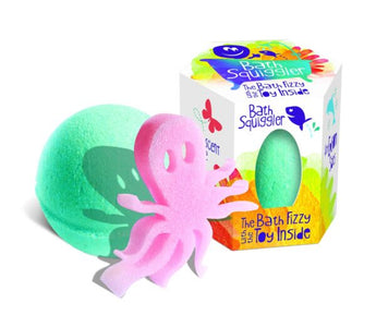 Loot Toys Bath Squiggler Fizz & Toy is a green fizzy ball with a pink octopus, non-toxic and fruity, with a fun surprise inside.