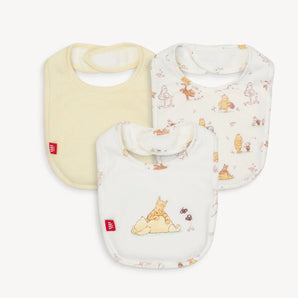 Magnetic Me 3-Pack Bib Moments with Friends: Features eco-friendly TENCEL modal, SewSafe magnetic closures, Winnie the Pooh designs.