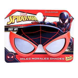 Sunstaches Lil Characters Miles Morales sunglasses offer UV400 protection with vibrant comic-style packaging. Perfect for Spider-Man fun!.