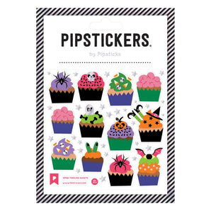 Pipsticks Spine-Tingling Sweets stickers feature holographic foil with bats, pumpkins, and spooky Halloween decorations.