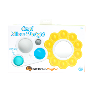 Fat Brain Toy Cos Dimpl Billow Bright: a colorful circular sensory toy with silicone bubbles to enhance fine motor skills.