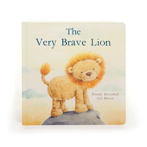 Jellycats The Very Brave Lion Book features a happy lion proudly standing on a rock in this poetic fable.