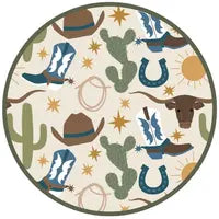 The Sleeper, Howdy by Emerson and Friends pairs perfectly with Western-themed rugs on cream backgrounds.