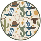 The Sleeper, Howdy by Emerson and Friends pairs perfectly with Western-themed rugs on cream backgrounds.