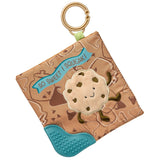 Mary Meyers Crinkle Teether, Cookie design: smiling face, crinkle texture, teething area. Banner: So Sweet I Squeak!.