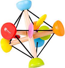 Classic Worlds Rattle, Magic Ball: A vibrant abstract toy with interlinked wooden rods and colorful balls.