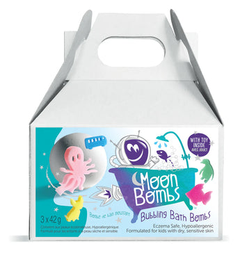 Loot Toys Moon Bath Bombs with Toy features an octopus, fish, and bubbles. It highlights bubbling bath bombs and includes a hidden toy.