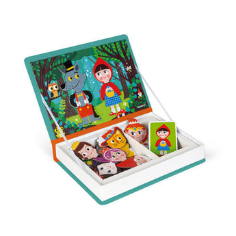 The Janod Juratoys Magnetic Book, Fairy Tales fosters imagination and motor skills with forest-themed characters like a wolf and girl.