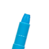 Close-up of a blue Smooth Stix Watercolor Gel Crayon by OOLY with a pointed tip against a white background.