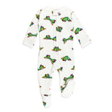 Lovedbaby Organic 2-Way Zipper Footie features a colorful butterfly pattern.