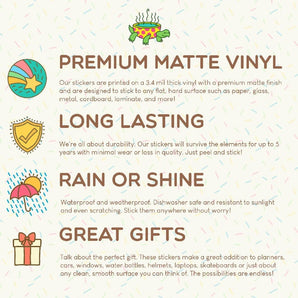 Turtle Soups Vinyl Sticker, Desert Sun: premium matte, waterproof, durable in any weather, perfect gift with decorative icons.