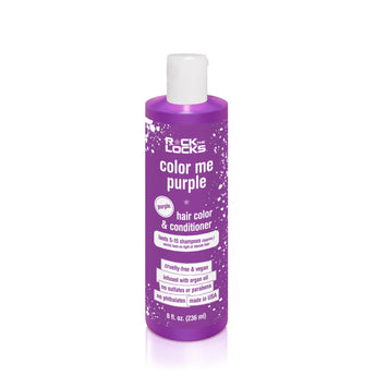 Piggy Paints Kid Safe Hair Color & Conditioner, Purple—is an 8 fl. oz. cruelty-free vegan product, perfect for kid-friendly styling.