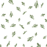 Small green cacti on white, ideal for Bebe Au Laits Muslin Teether Blanket.