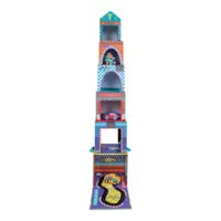 Stack and Play by Floss and Rock is a colorful, tall toy with cartoon cars, resembling a wooden play tower.