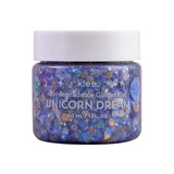 Klee Naturals Biodegradable Glitter Gel, 30 ml, features ocean-safe blue and silver glitter for a magical shine.