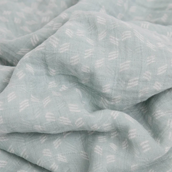 Close-up of LouLou Lollipops Cotton Swaddle Set, Farmyard in light blue muslin with a subtle white pattern, ideal for cozy blankets.