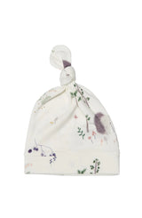 LouLou Lollipops Top Knot Beanie in organic cotton features a hedgehog design.