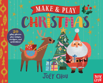 Make and Play: Christmas Hardcover Book by Joey Chou features Santa, a reindeer, and a tree with gifts—Random House publication.