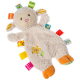 Mary Meyers Sherbet Lamb Lovey features colorful tags, an embroidered flower, and orange feet for a farm-fresh style.