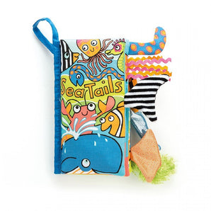 The Jellycat Sea Tails Cloth Book features ocean pals with textured tails, making it a delightful Jellycat book for kids.