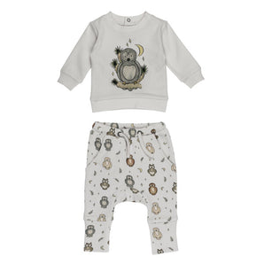 Organic Sweatshirt & Jogger Set, Owl Hoo?
