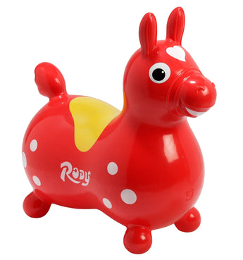 Kettler USAs Bounce Toy, Rody Horse Red—featuring white polka dots and a heart—is perfect for active playtime and body coordination.