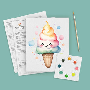 Kids Watercolor Kit, Happy Ice Cream