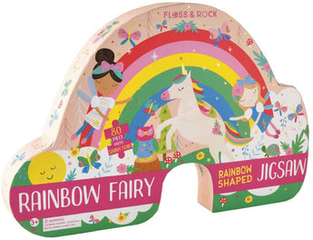 Floss and Rocks 80 Piece Puzzle, Rainbow Fairy features unicorns and vibrant decor to enhance coordination for ages 3+.