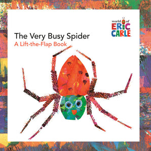 Eric Carles The Very Busy Spider Lift-The-Flap Book by Random House features a colorful spider on the cover.
