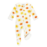 Lovedbaby Organic 2-Way Zipper Footie in Suns design: eco-friendly, colorful, organic cotton.