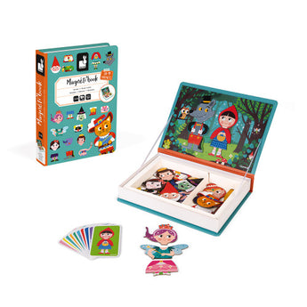 Janod Juratoys Magnetic Book, Fairy Tales: Childrens set with pieces and cards in a book-like box to enhance fine motor skills.