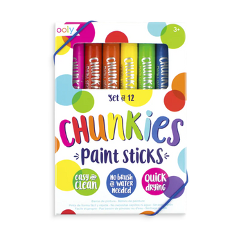 OOLY’s Chunkies Paint Sticks, Box of 12: No brush needed, quick drying, easy to clean—perfect for all your arts and crafts!.