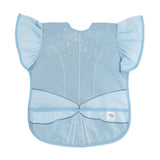 Bumkins Ruffle Apron Bib: Cinderella is a waterproof bib with a blue princess dress design, ruffle sleeves, and front pocket.