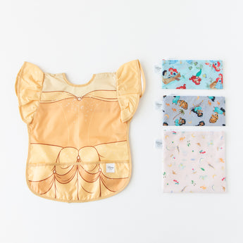 Bumkins Snack In Character 4-Piece Set: Disney Princess Magic Belle is neatly arranged on a white background.