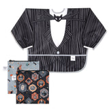Bumkins Snack In Character 3-Piece Set: Disney Everyday Is Halloween Jack—a waterproof bib & 2 waterproof pouches with Halloween designs.