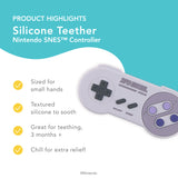 Bumkins Silicone Teether highlights—sized for small hands, textured silicone to sooth, great for teething 3 months+, chill for extra relief!