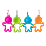 Lil Dimpl Keychain by Fat Brain Toy Co has four silicone holders with hooks in pink, green, blue, and orange resembling stick figures!.