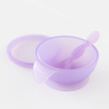 Bumkins Silicone First Feeding Set: Purple Jelly sits on a white background.